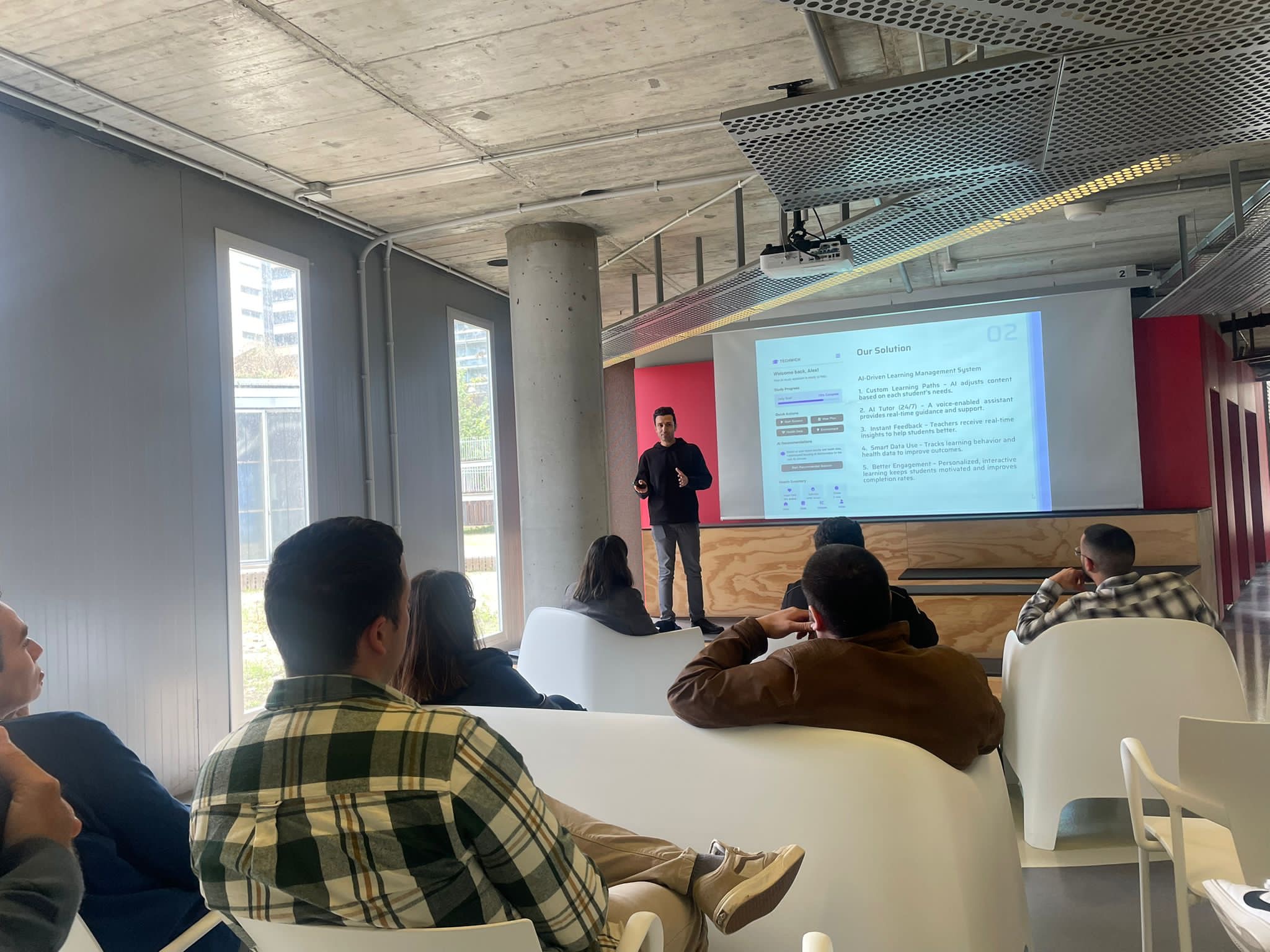 Rasool Seyghaly, the founder of Techwich, took the stage to deliver the startup’s pitch.